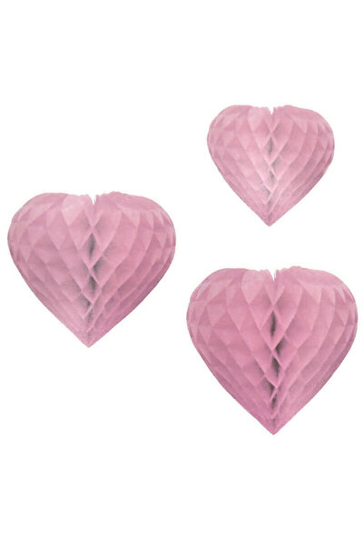 Le Mabelle Pink 3-Piece Honeycomb Heart Party Ornament