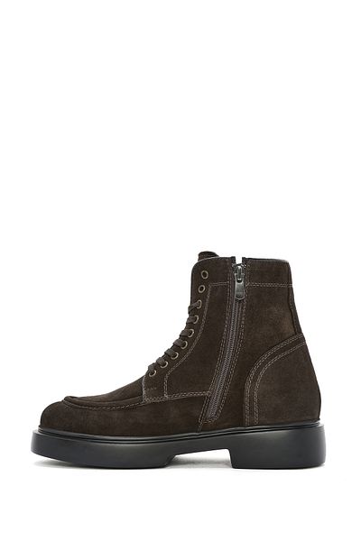 Derimod Men's Brown Zippered Suede Leather Boots 24Wfd 701410