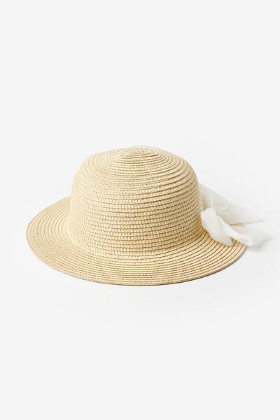 Le Mabelle Girl's Straw Hat with White Bow