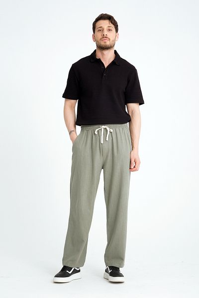 Redline Luxe Men's Linen Blend - Comfortable Baggy Pants, Wide Leg New Season