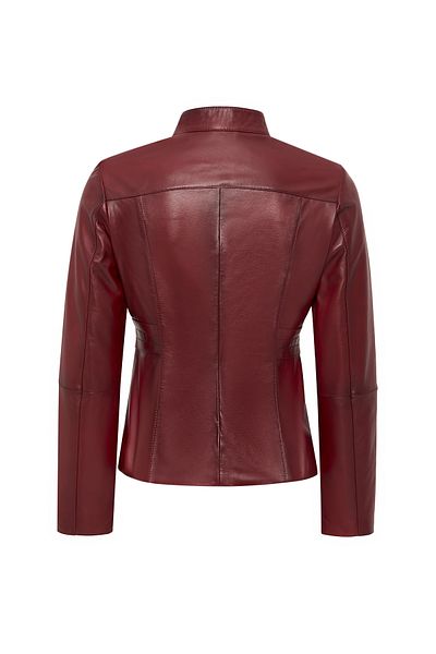 Derimod Lydia Women Red Regular Short Leather Jacket 24Wge 597647