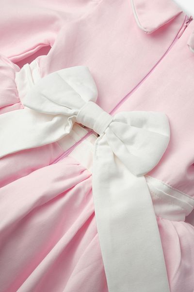 Le Mabelle Pink Long Sleeve Flower Embroidered Girl's Dress - Rina