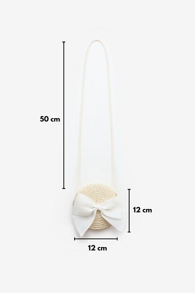 Le Mabelle White Bow Girl's Straw Bag