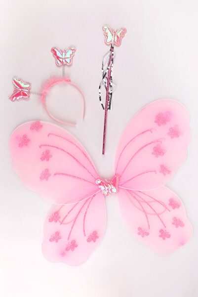 Le Mabelle Pink Butterfly Wing Wand Crown Set of 3