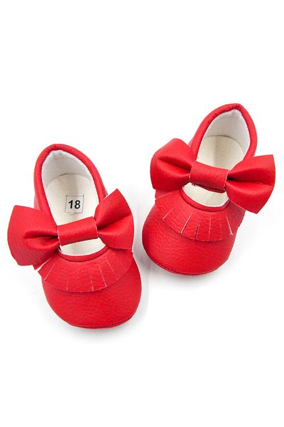 Le Mabelle Red Bow Tassel Baby Shoes