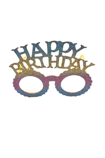 Le Mabelle Multicolored Happy Birthday Written Crown and Party Glasses