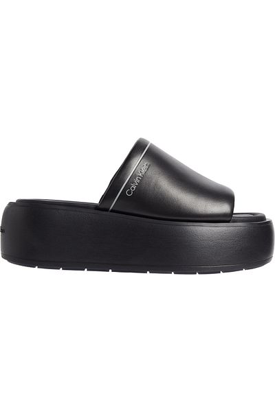 Calvin Klein Women's Brand Logo Platform Heels Soft Nappa Leather Upper Rubber Sole Comfortable