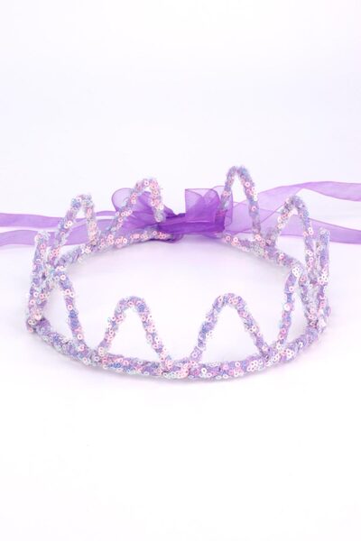 Le Mabelle Coroana regina pentru fete rotundă liliac cu paiete