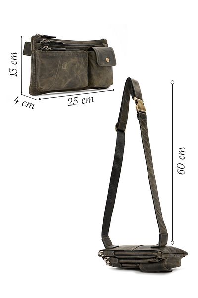 Derimod Men's Khaki Leather Waist Bag 24Wbd3615Cr