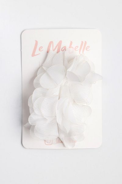 Le Mabelle Set de catarame cu cleme pentru fete din tul alb din 2 piese