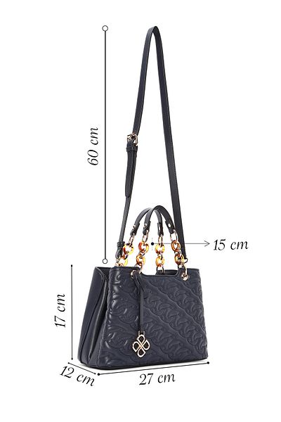 Derimod Women's Navy Blue Long Strap Quilted Classic Handbag 25Sbd2831Kp