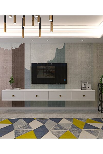 CENEYRA TDA2401BG - ZUZU DOUBLE DUVARA MONTAJ TV STAND BEYAZ-GOLD 240CM