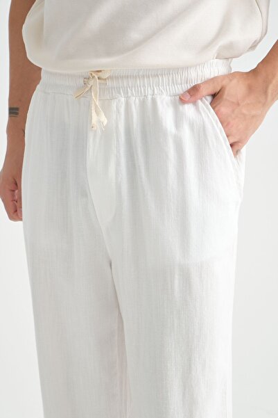 Redline Luxe Erkek Baggy Keten Karışımı Rahat Pantolon Bol Paça Yeni Sezon