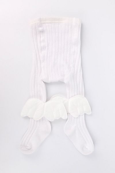 Le Mabelle White Wing Ribbed Girl's Pantyhose