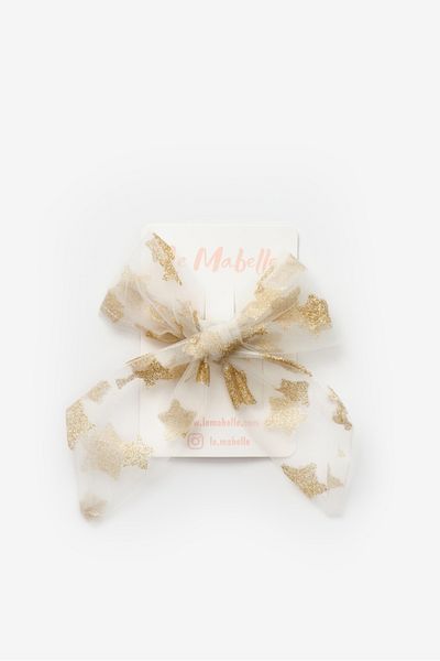Le Mabelle White Glitter Starry Tulle Girl's Clip Buckle