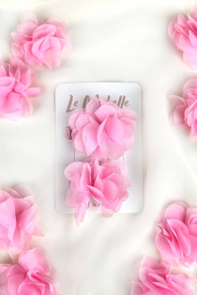 Le Mabelle Pembe 2'li Tül Çiçek Kız Çocuk Klips Toka Set