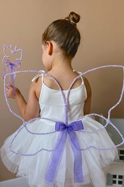 Le Mabelle Set de 2 bastoane fluture cu paiete liliac