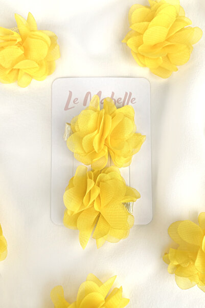 Le Mabelle Yellow 2-Piece Tulle Flower Girl's Clip Buckle Set
