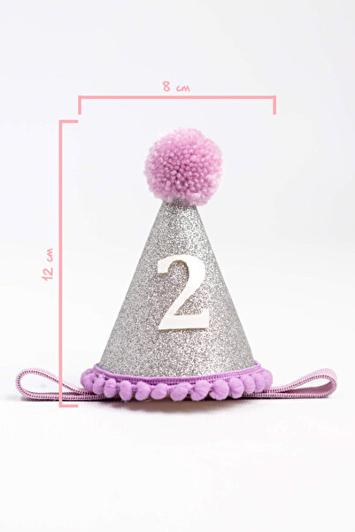 Le Mabelle Lilac 2 Year Old Pompom Funnel Birthday Crown