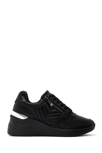 Derimod Black Leather Sneaker - Lace-Up and Wedge Heel, Model 24Wfd 430918