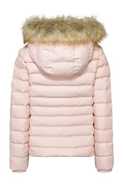 Tommy Hilfiger Women's Brand Flag Logo Fixed Hood Quilted Padded Pink Coat Dw0Dw08588 Tj9