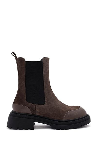 Derimod Women's Mink Suede Leather Chelsea Boots 24Wfd 512210
