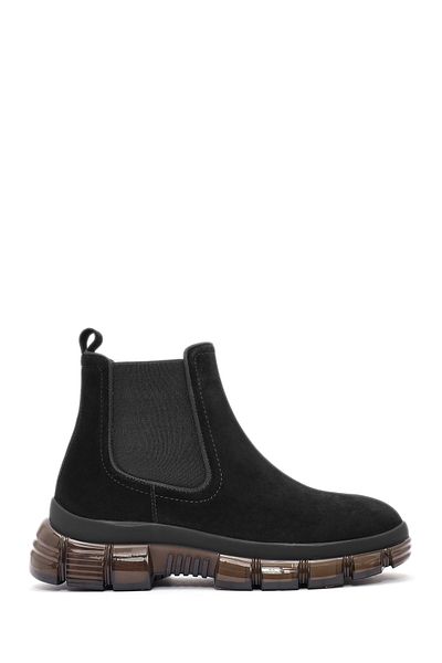 Derimod Men's Black Suede Leather Chelsea Boots 24Wfd 701610