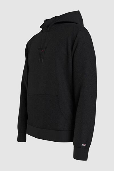Tommy Hilfiger Hanorac negru din bumbac cu logo-ul mărcii pentru bărbați, potrivit pentru utilizare zilnică DM0DM16800 BDS