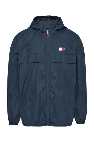 Tommy Jeans Men's Brand Logo Full Zip Elastic Cuffs And Hem Waterproof High Collar Hoodie L