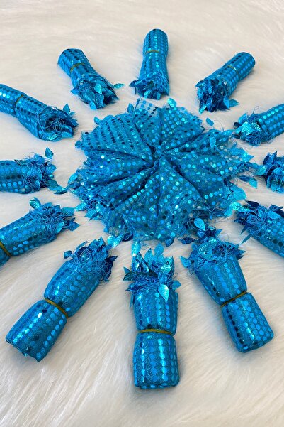 ZEYMERADE منديل هالاي أزرق، منديل عروس، منديل هالاي مزين بالترتر 5 قطع، خطوبة...