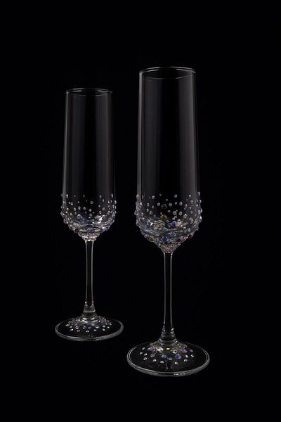 Paşabahçe 2Pcs Pearl Detailed Handcrafted Decorated Elegant Glass Presentation Soft Drink Cup 195ml