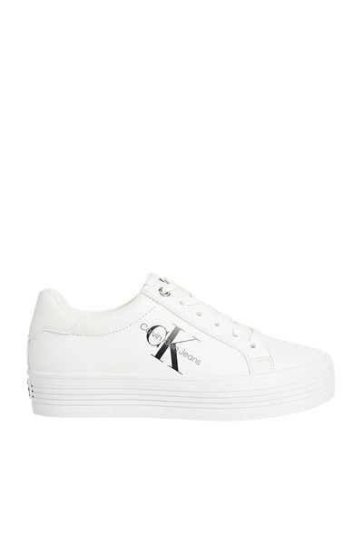 Calvin Klein Damen-Plateau-Absätze mit Calvin-Klein-Logo und bequemer Sohle, geeignet für den täglichen Gebrauch in Weiß