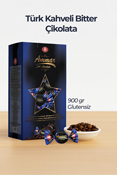 AMMAR 900 GR, Türk Kahvesi Dolgulu, %25 Kakao'lu, Bitter Çikolata Kaplamalı,Glutensiz, Bayramlık, İkramlık