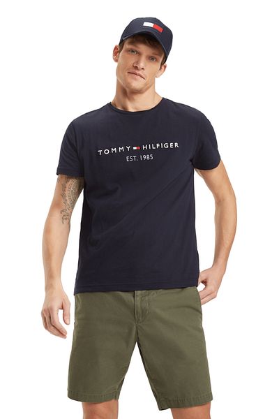 Tommy Hilfiger Pánské tričko s logem značky vhodné pro každodenní nošení z organické bavlny v námořnické modré MW0MW114