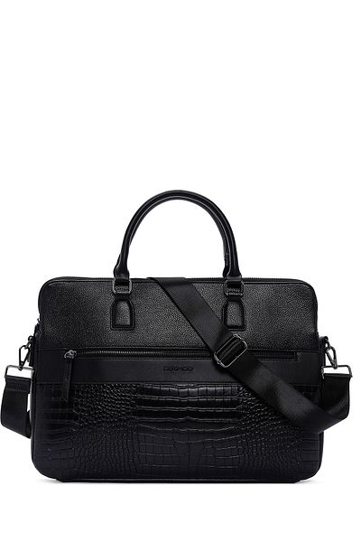 Derimod Men's Black Long Strap Leather Briefcase 23Sbd320214