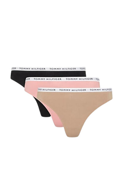 Tommy Hilfiger Kadın Marka Logılu Elastik Bantlı Organik Pamuklu Günlük Kullanımlı Siyah-Pembe-Koyu