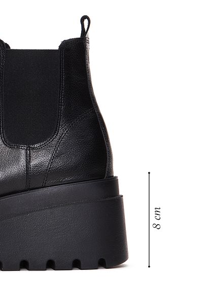 Derimod Women's Black Wedge Heeled Leather Chelsea Boots 24Wfd181718