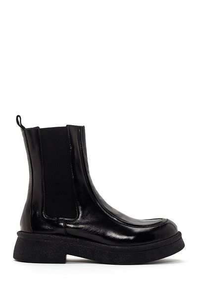 Derimod Women's Black Patent Leather Chelsea Boots 24Wfd 290416