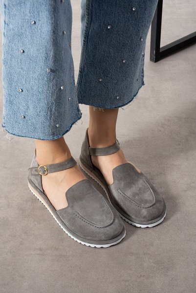 a ayak&kabım official Genuine Suede Ultra Light Belt Detailed Buckle Women's Moccasin – Comfortable and Stylish Casual Shoes