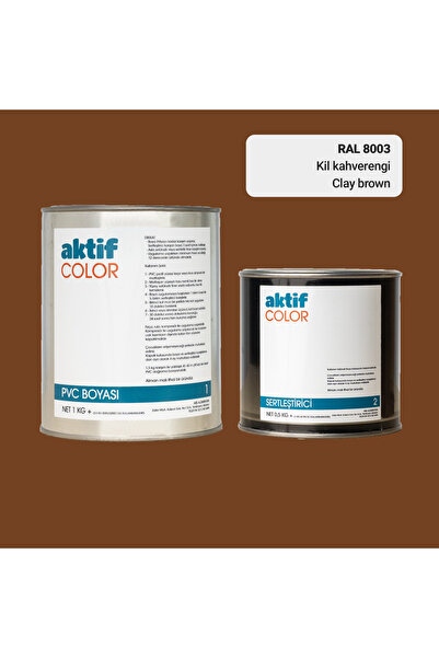 Aktif Color RAL 8003 - Kil Kahverengi / Aktif Color Pvc Boyası (Pimapen Boyası) 1,5 Kg / Kahverengi Tonlar
