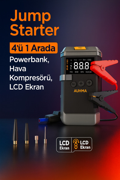 CROW'S TECH Araba Ve Motosiklet/Akü Takviye Cihazı|4'ü1 Arada Powerbank,Hava ...