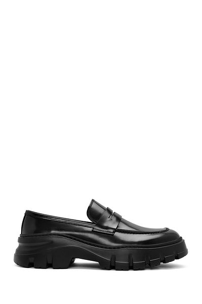 Derimod Men's Black 100% Leather, Genuine Leather Casual Penny Loafer Shoes, Casual Shoes, Daily Shoes 24Wf