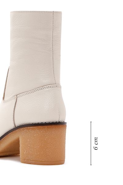 Derimod Women's Cream Leather Boots - Zipper Detail, Low Heel, 24WFD1509FT