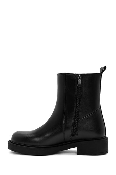 Derimod Women's Black Zippered Leather Boots 24Wfd 512418