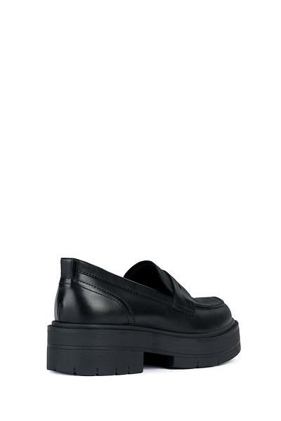 Geox Women's Black Spherica Genuine Leather Masculine Loafer Shoes Casual Shoes D36Vdı00043C9999