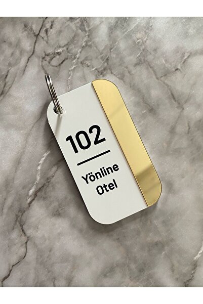 Yönline 2'li Beyaz&gold Pleksi Kişiselleştirilebilir Otel Bungalov Apart Anah...