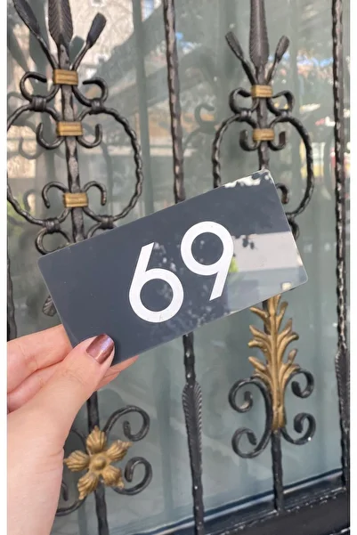Yönline Door Number Minimal Glossy Anthracite Plexi Self Adhesive -69