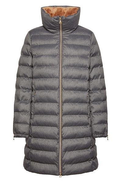 Geox Women's Gray Ilde Long Coat with Fur Inside W3628Jt3032F1019