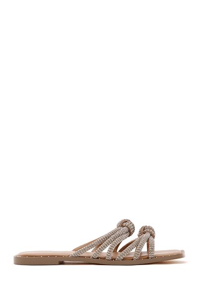 Derimod Women's Beige Stone Slippers 24Sfd4401Ts