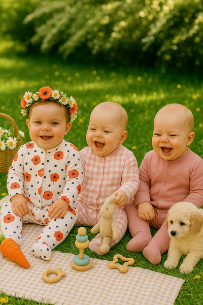 cimcim baby Pink - Red 3-Piece Baby Romper Set
